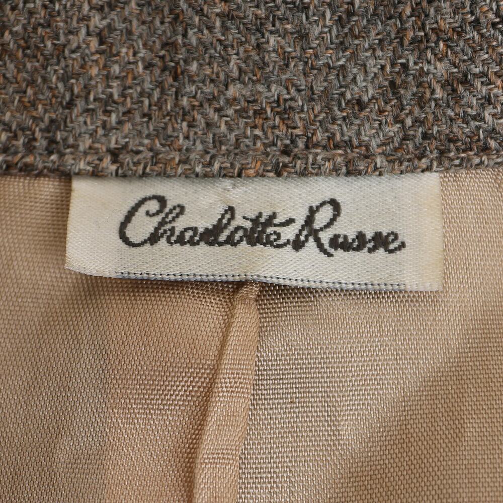 Women's Brown Retro Y2k Charlotte Russe Tweed 2-Button Career Blazer - Small - Picture 10 of 12